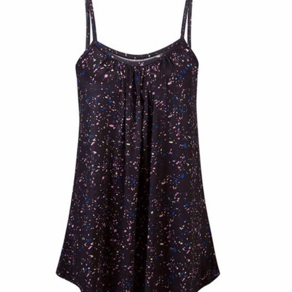 Tops - Black tank w pink blue yellow splatter 5X